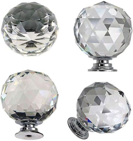 Crystal Knobs, 5pcs 30mm Round Diamond Knob, Drawer Pull Handle Kitchen Door Wardrobe Hardware Used for Cabinet, Dresser, Cupboard in Saudi Arabia
