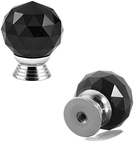 Crystal Knobs, 40MM 2PCS Red Clear Ball Glass Diamond Shape Cabinet Knob Drawer Pull Handle Kitchen DIY Home Decorative(Pink) in Saudi Arabia