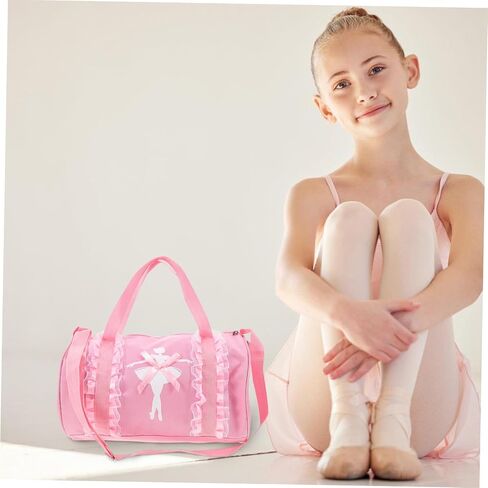 Ballet Dance Bag for Portable Single Shoulder Tote with Strap Lightweight Zipper Design for Storing Ballet Shoes and Dance Clothing Pink with Lace Ballerina in Saudi Arabia