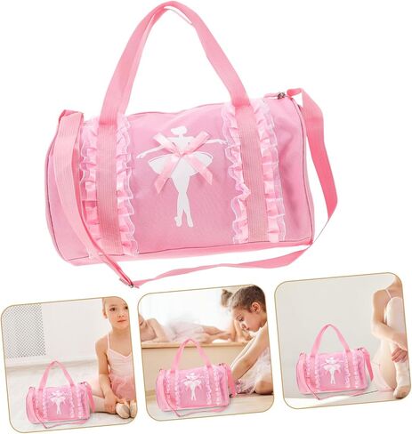 Ballet Dance Bag for Portable Single Shoulder Tote with Strap Lightweight Zipper Design for Storing Ballet Shoes and Dance Clothing Pink with Lace Ballerina in Saudi Arabia