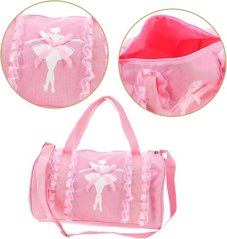 Ballet Dance Bag for Portable Single Shoulder Tote with Strap Lightweight Zipper Design for Storing Ballet Shoes and Dance Clothing Pink with Lace Ballerina in Saudi Arabia