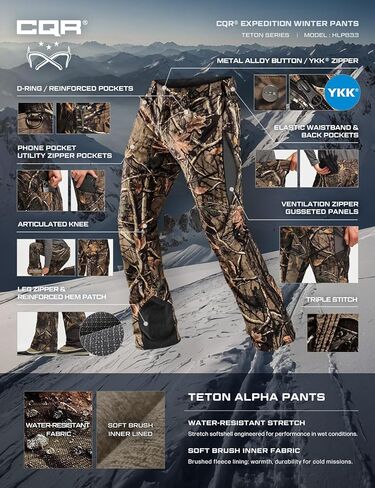 سروال شتوي سوفتشيل تكتيكي للرجال من CQR، سروال شحن مبطن بالصوف المقاوم للماء، سروال حراري للمشي لمسافات طويلة في الهواء الطلق in Kuwait