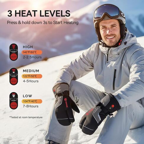SAVIOR HEAT Heated Ski Mittens 3-Finger Gloves Electric Rechargeable Battery Mitts for Men Women Kids Winter Snowboard Motorcycle Skating Camping Hunting in Saudi Arabia
