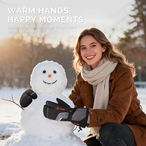 SAVIOR HEAT Heated Ski Mittens 3-Finger Gloves Electric Rechargeable Battery Mitts for Men Women Kids Winter Snowboard Motorcycle Skating Camping Hunting in Saudi Arabia