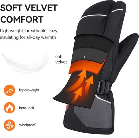 SAVIOR HEAT Heated Ski Mittens 3-Finger Gloves Electric Rechargeable Battery Mitts for Men Women Kids Winter Snowboard Motorcycle Skating Camping Hunting in Saudi Arabia