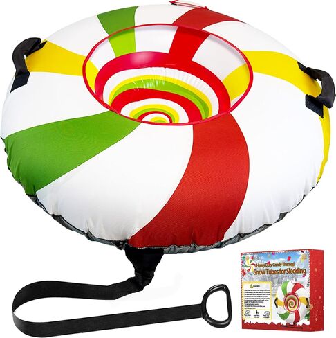 Heavy Duty Snow Tube with Premium Canvas Cover for Kids and Adults 40’’ Snow Tubes with Tow Rope & Handles for Sledding, Thickened Anti Damage Bottom Cold-Resistant Winter Outdoor Toy in Saudi Arabia