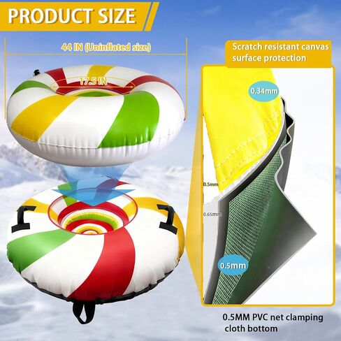 Heavy Duty Snow Tube with Premium Canvas Cover for Kids and Adults 40’’ Snow Tubes with Tow Rope & Handles for Sledding, Thickened Anti Damage Bottom Cold-Resistant Winter Outdoor Toy in Saudi Arabia