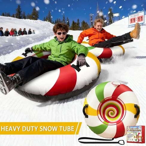 Heavy Duty Snow Tube with Premium Canvas Cover for Kids and Adults 40’’ Snow Tubes with Tow Rope & Handles for Sledding, Thickened Anti Damage Bottom Cold-Resistant Winter Outdoor Toy in Saudi Arabia
