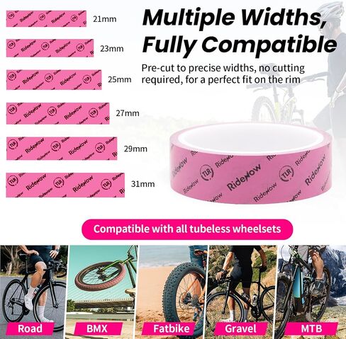 RideNow Tubeless Rim Tape 21/23/25/27/29/31mm Width x 10m Length, Bike Wheel Rim Tape Suitable for Tubeless MTB/Road/Gravel Bikes Wheel Carbon Tubeless Kit in Saudi Arabia