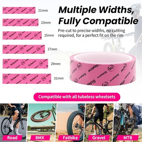 RideNow Tubeless Rim Tape 21/23/25/27/29/31mm Width x 10m Length, Bike Wheel Rim Tape Suitable for Tubeless MTB/Road/Gravel Bikes Wheel Carbon Tubeless Kit in Kuwait