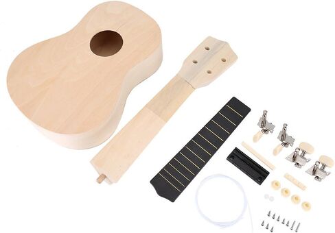 مجموعة Ukelele DIY، اصنع القيثارة الخشبية الخاصة بك مقاس 21 بوصة و4 أوتار للأطفال المبتدئين in Kuwait