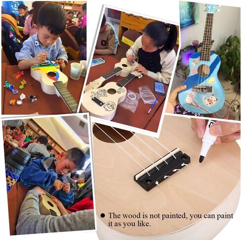 مجموعة Ukelele DIY، اصنع القيثارة الخشبية الخاصة بك مقاس 21 بوصة و4 أوتار للأطفال المبتدئين in Kuwait