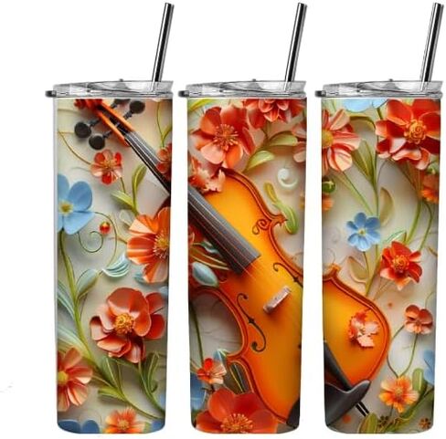 Violin sublimation tumbler wrap, viola wraps for a 20 oz. skinny straight tumblers, Cello musician tumbler wrap, Orchestra tumbler wraps in Saudi Arabia