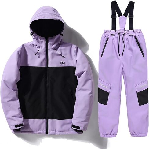 Kids Snow Suit - Boys Girls Ski Jacket And Pants Set 2 Piece Color Block Waterproof Snowboard Snowsuit 3-14T in Saudi Arabia