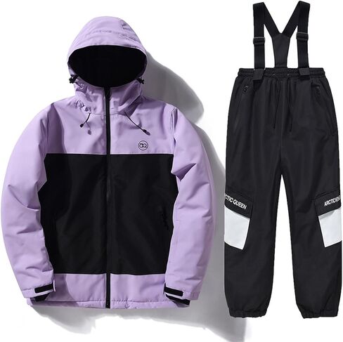 Kids Snow Suit - Boys Girls Ski Jacket And Pants Set 2 Piece Color Block Waterproof Snowboard Snowsuit 3-14T in Saudi Arabia