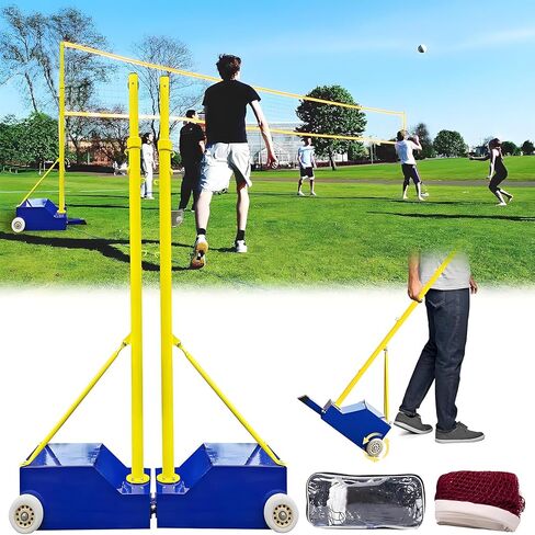 Heavy Duty Adjustable Volleyball/Badminton Poles with Wheels, 4 Height Settings 5.1ft-6.89ft, Perfect for Indoor/Outdoor Use in Schools, Parks, Gyms for Adults & Kids in Saudi Arabia