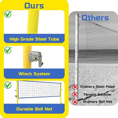 Heavy Duty Adjustable Volleyball/Badminton Poles with Wheels, 4 Height Settings 5.1ft-6.89ft, Perfect for Indoor/Outdoor Use in Schools, Parks, Gyms for Adults & Kids in Saudi Arabia