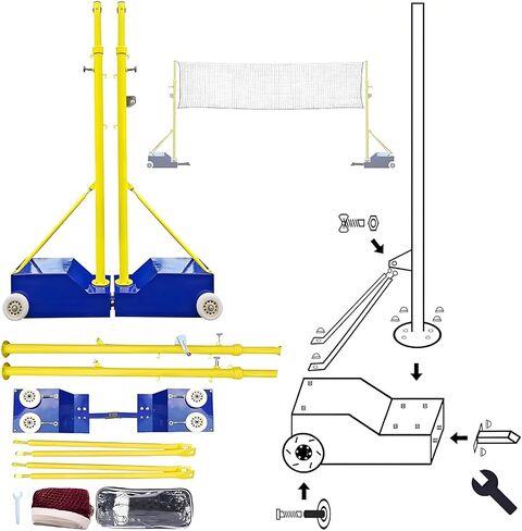 Heavy Duty Adjustable Volleyball/Badminton Poles with Wheels, 4 Height Settings 5.1ft-6.89ft, Perfect for Indoor/Outdoor Use in Schools, Parks, Gyms for Adults & Kids in Saudi Arabia