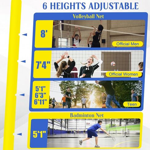 Volleyball Poles, Badminton and Post,8ft Professional Standard Poles,6 Adjustable Heights in Saudi Arabia