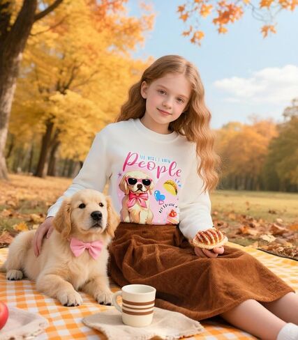 RAISEVERN Girl's Graphic Crew Neck Sweatshirt Long Sleeve Pullover Tops T Shirt in Saudi Arabia