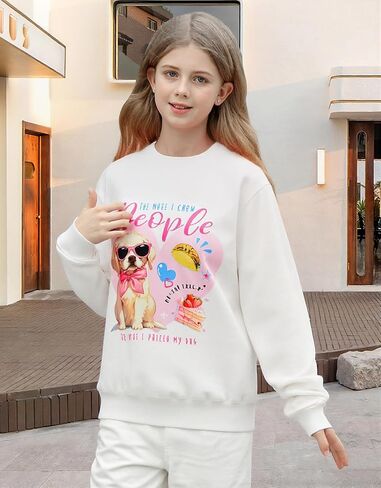 RAISEVERN Girl's Graphic Crew Neck Sweatshirt Long Sleeve Pullover Tops T Shirt in Saudi Arabia