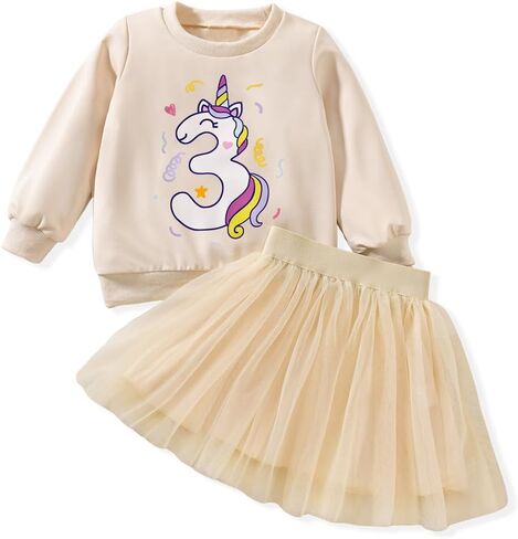 3rd Birthday Outfits for Toddler Girls 3 Year Old Third Three Sweatshirt Tutu Skirt Fall Clothes in Saudi Arabia
