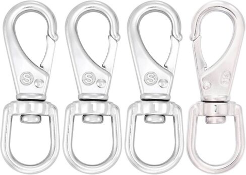 SHONAN 3.5 Inch Stainless Steel Flag Clips for Flagpole Rope- 4 Pack Diving Clips Flag Pole Clips, Swivel Snap Hooks for Dog leashes, Keychains, Boat Ropes, Bird Feeders in Kuwait