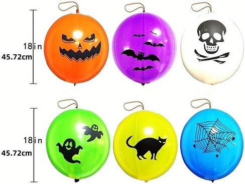 18pcs Halloween Spooky Punch Reaction Balls, 18 inch Large Party Favors, Treats, Goodie Bag Fillers, Party Game Supplies in Saudi Arabia