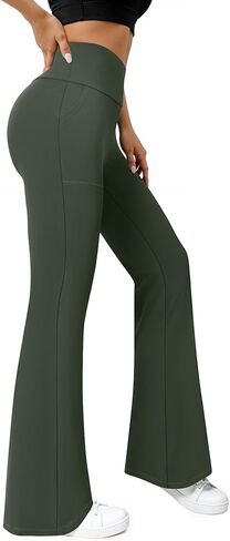 سراويل ضيقة مضيئة للنساء سراويل يوجا عالية الخصر مع جيوب للتمرين في صالة الألعاب الرياضية والعمل على البطن والتحكم في السراويل الضيقة in Kuwait