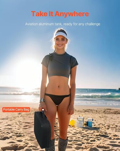 VEVOR Scuba Tank, 1L Portable Diving Tank, Diving Oxygen Cylinder Support 15-20 Minutes Underwater Breathing, 98.43 ft Diving Depth, Refillable Snorkel Air Tank Kit for Underwater Exploration Rescue in Kuwait