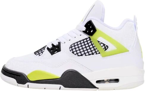 حذاء Nike Air Jordan 4 Retro (PS) للأطفال الكبار، أبيض/LT-Lemon Twist (HJ5990-100). in Kuwait