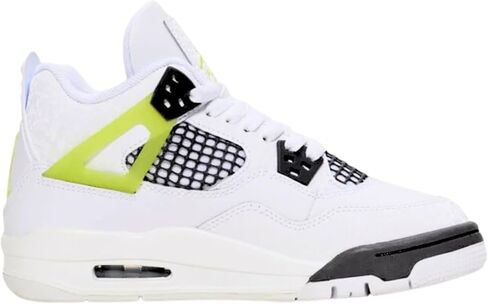 حذاء Nike Air Jordan 4 Retro (PS) للأطفال الكبار، أبيض/LT-Lemon Twist (HJ5990-100). in Kuwait