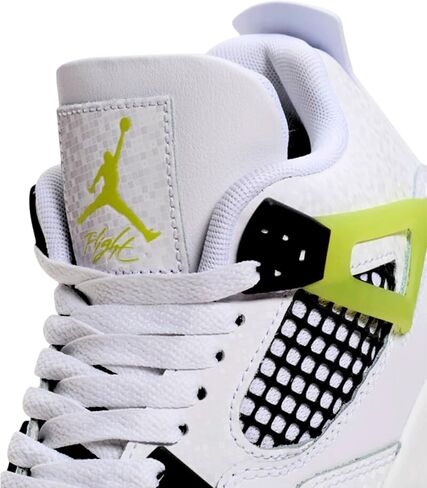 حذاء Nike Air Jordan 4 Retro (PS) للأطفال الكبار، أبيض/LT-Lemon Twist (HJ5990-100). in Kuwait