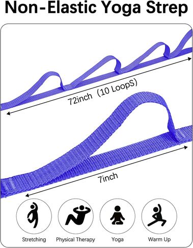 حزام يوجا مطاطي مكون من 10 حلقات للعلاج الطبيعي - شريط تمرين غير مرن للبيلاتس واليوجا والتمدد للنساء والرجال in Saudi Arabia