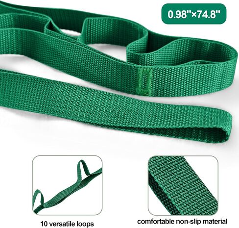 Stretching Strap Yoga Strap Physical Therapy for Home Workout, Exercise, Pilates and Gymnastics, 10 Loops Non-Elastic Stretch Bands with Aesthetic Packaging for Women Men in Saudi Arabia