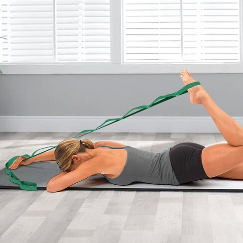 Stretching Strap Yoga Strap Physical Therapy for Home Workout, Exercise, Pilates and Gymnastics, 10 Loops Non-Elastic Stretch Bands with Aesthetic Packaging for Women Men in Saudi Arabia
