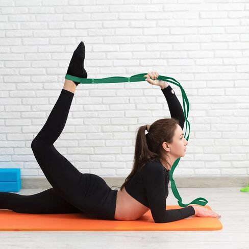 Stretching Strap Yoga Strap Physical Therapy for Home Workout, Exercise, Pilates and Gymnastics, 10 Loops Non-Elastic Stretch Bands with Aesthetic Packaging for Women Men in Saudi Arabia