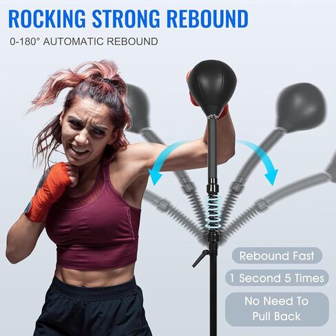Cobras Reflex Bag Boxing | Boxing Speed Bag with Stand | 56-72in Height Adjustable, Standing Punching Bag for Adults | Speed Ball Kickboxing Bags for Training, Stress Relief and Fitness in Saudi Arabia