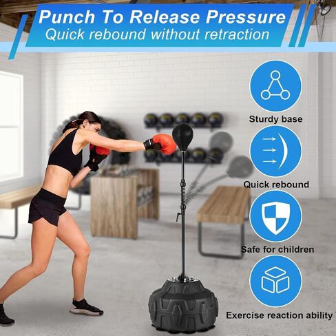 Cobras Reflex Bag Boxing | Boxing Speed Bag with Stand | 56-72in Height Adjustable, Standing Punching Bag for Adults | Speed Ball Kickboxing Bags for Training, Stress Relief and Fitness in Saudi Arabia