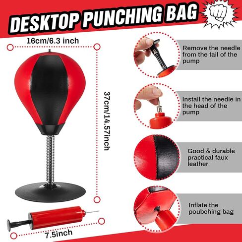 Honoson 2 Pcs Desktop Punching Bags with Suction Cup Stress Relief Boxing Bag Punch Ball Funny Christmas Gift for Boss Coworker Office Desk(Mixed,Black & Red, Black & White & Red) in Saudi Arabia