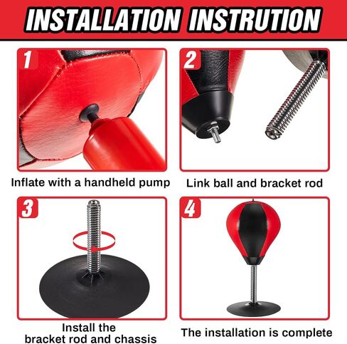 Honoson 2 Pcs Desktop Punching Bags with Suction Cup Stress Relief Boxing Bag Punch Ball Funny Christmas Gift for Boss Coworker Office Desk(Mixed,Black & Red, Black & White & Red) in Saudi Arabia