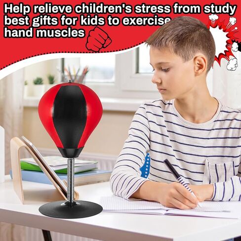 Honoson 2 Pcs Desktop Punching Bags with Suction Cup Stress Relief Boxing Bag Punch Ball Funny Christmas Gift for Boss Coworker Office Desk(Mixed,Black & Red, Black & White & Red) in Saudi Arabia