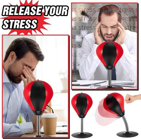 Honoson 2 Pcs Desktop Punching Bags with Suction Cup Stress Relief Boxing Bag Punch Ball Funny Christmas Gift for Boss Coworker Office Desk(Mixed,Black & Red, Black & White & Red) in Saudi Arabia
