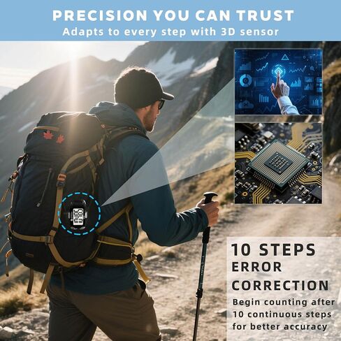 OZO Fitness Clip-on 3D Pedometer for Walking Steps Counter with Lanyard, Simple Exercise Tracker for Women and Seniors with Large Accurate Digital Display, Portable Minimalist Sports Monitor in Saudi Arabia