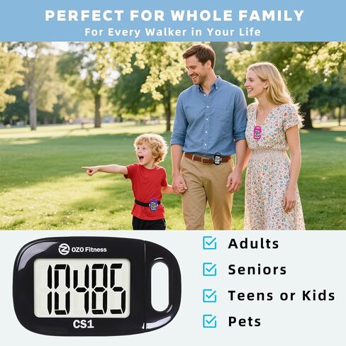 OZO Fitness Clip-on 3D Pedometer for Walking Steps Counter with Lanyard, Simple Exercise Tracker for Women and Seniors with Large Accurate Digital Display, Portable Minimalist Sports Monitor in Saudi Arabia