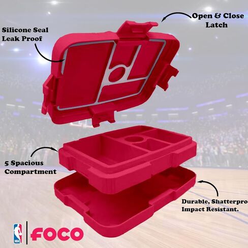 صندوق غداء بينتو من FOCO NBA للجنسين مرخص رسميًا، شعار الفريق الأساسي، شعار أساسي لكرة السلة مانع للتسرب، 5 أقسام - جولدن ستيت ووريورز in Saudi Arabia