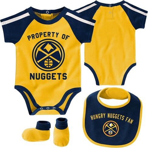 Outerstuff NBA Newborn Infants Rebound 3 Piece Creeper, Bib and Bootie Bodysuit Set in Saudi Arabia
