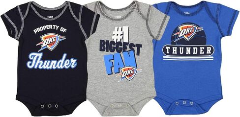 Outerstuff Oklahoma City Thunder NBA Baby Boys الرضع/حديثي الولادة طقم مكون من 3 قطع، أسود/رمادي/أزرق، 0-3 أشهر in Saudi Arabia