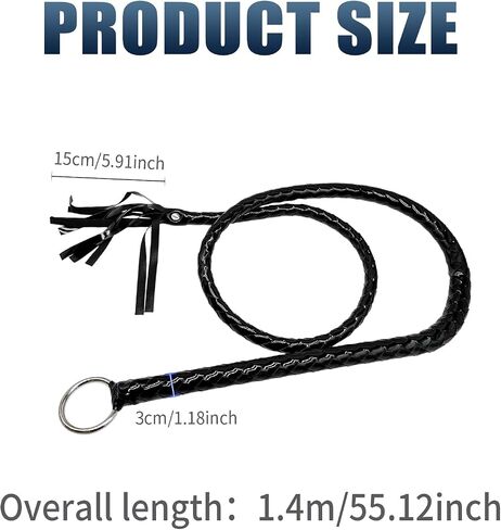 Faux Leather Black Whip Costume Whip Handmade Bullwhip, Whips for Stage Performance Racing Cosplay Costume Accessories,Whip Costume Accessory Horse Riding Crops Equestrianism in Saudi Arabia