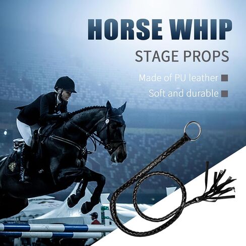 Faux Leather Black Whip Costume Whip Handmade Bullwhip, Whips for Stage Performance Racing Cosplay Costume Accessories,Whip Costume Accessory Horse Riding Crops Equestrianism in Saudi Arabia